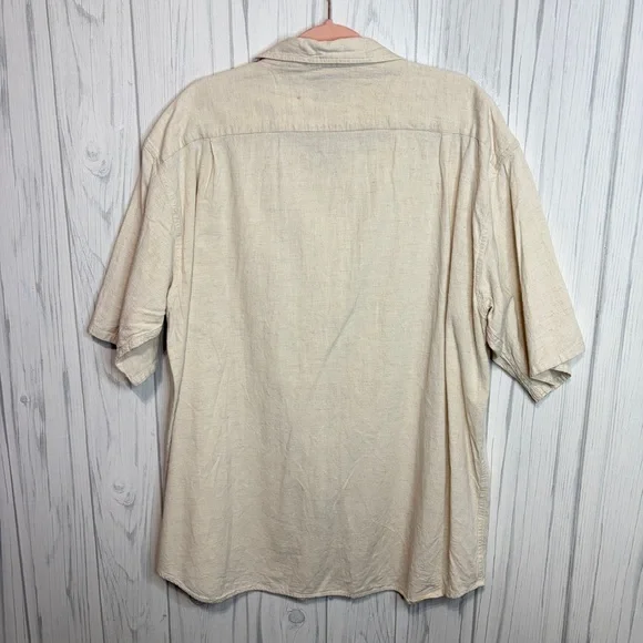 AMERICAN EAGLE OUTFITTERS Men’s Linen Blend Short-Sleeve Button Down, XL - Picture 4 of 8